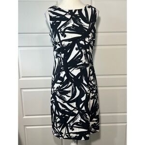 Ronni Nicole Black White Abstract Brush Stroke Sheath Dress Size 6